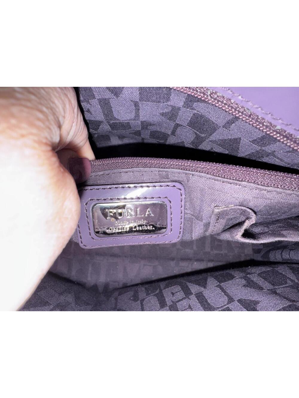 Furla Purple Leather Structured Tote Satchel Bag - Picture 5 of 7